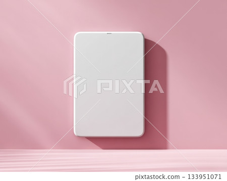 Minimal white digital tablet mockup on background 133951071