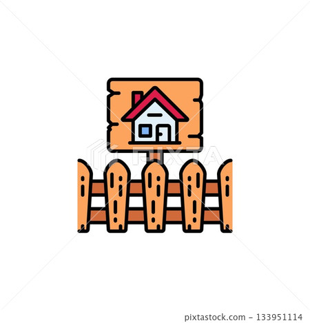 rent sign vector icon. real estate icon filled line style. perfect use for logo, presentation, website, and more. simple modern icon design color line style rent sign vector icon. real estate icon filled line style. perfect use for logo, presentation, website, and more. simple modern icon design color line style 133951114