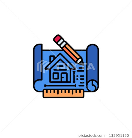 building plan vector icon. real estate icon outline style. perfect use for logo, presentation, website, and more. simple modern icon design line style building plan vector icon. real estate icon outline style. perfect use for logo, presentation, website, and more. simple modern icon design line style 133951130
