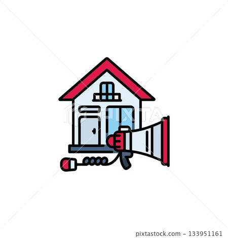 real estate promotion vector icon. real estate icon filled line style. perfect use for logo, presentation, website, and more. modern icon design color line style 133951161