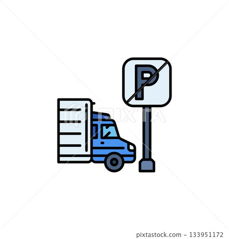 no truck sign vector icon. real estate icon filled line style. perfect use for logo, presentation, website, and more. modern icon design color line style no truck sign vector icon. real estate icon filled line style. perfect use for logo, presentation, website, and more. modern icon design color line style 133951172