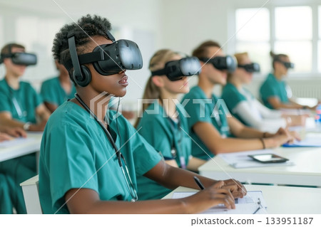 Nursing Students Use VR Simulation 133951187