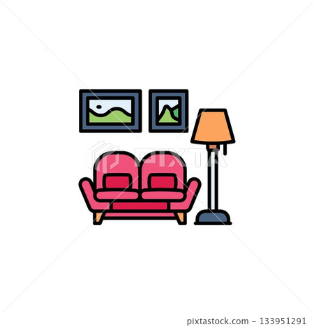 living room vector icon. real estate icon filled line style. perfect use for logo, presentation, website, and more. modern icon design color line style 133951291