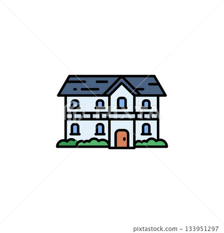 house building vector icon. real estate icon filled line style. perfect use for logo, presentation, website, and more. modern icon design color line style 133951297