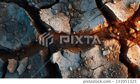 Cracked Earth Texture with Warm Light Cracked Earth Texture with Warm Light 133951325