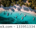Tropical Beach Boats Aerial View 133951334