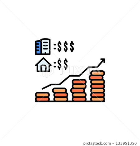 real estate sales up vector icon. real estate icon outline style. perfect use for logo, presentation, website, and more. simple modern icon design line style real estate sales up vector icon. real estate icon outline style. perfect use for logo, presentation, website, and more. simple modern icon design line style 133951350