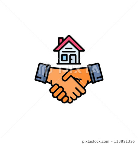deal hand vector icon. real estate icon filled line style. perfect use for logo, presentation, website, and more. modern icon design color line style deal hand vector icon. real estate icon filled line style. perfect use for logo, presentation, website, and more. modern icon design color line style 133951356