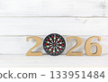2026 New Year Goals Concept with Dartboard Target in Center 133951484