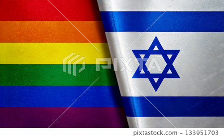 Rainbow flag and Israeli flag 133951703