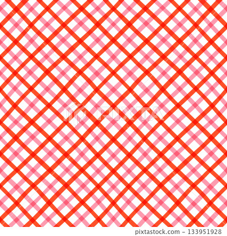 Red and pink diagonal cross line grid vector seamless pattern, cute lattice background for Valentine's Day and Christmas designs 133951928