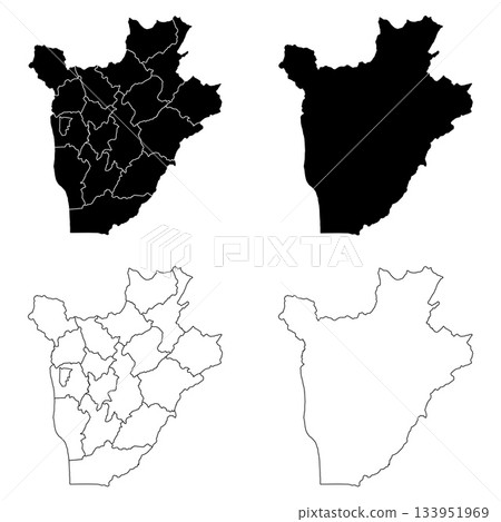 Burundi Outline and Solid Fill Map Set. Burundi Outline and Solid Fill Map Set. 133951969