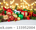 Christmas-themed miscellaneous goods on a sparkling background Christmas-themed miscellaneous goods on a sparkling background 133952004