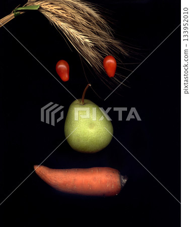 Laid out a person's face from the food 133952010