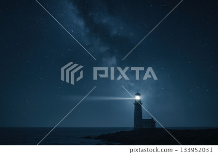 Lighthouse under starry sky Lighthouse under starry sky 133952031
