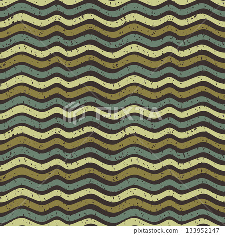 Seamless vector wavy pattern in brown and green natural colors for clothing design and backgrounds Seamless vector wavy pattern in brown and green natural colors for clothing design and backgrounds 133952147