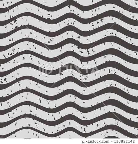 Seamless geometric vector monochrome pattern with waves and texture for wrapping paper and fabric design 133952148