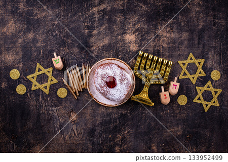 Traditional Jewish holiday Hanukkah background 133952499