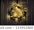 Christmas wreath on door 133952860