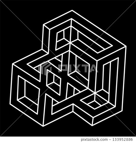 Geometric figures. Impossible shapes. Web design element. Optical illusion object. Line design.  133952886