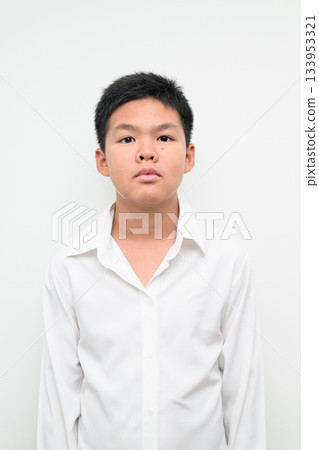 Asian Teenage Boy Student Studio Portrait on White Background 133953321