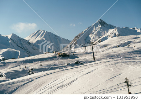 Explore Gudauri ski resort in Georgia with beautiful mountains and winter landscapes 133953950