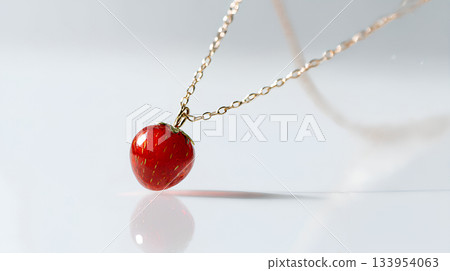 極簡主義珠寶照片，一款簡單的草莓吊墜 133954063