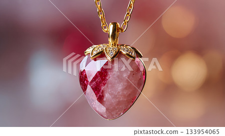 鑲鑽草莓吊墜，光彩奪目 133954065