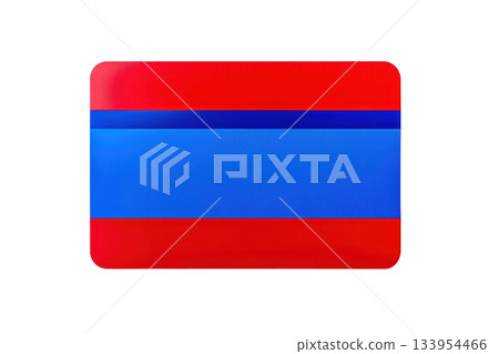 A rectangular flag featuring bold red and blue horizontal stripes. 133954466