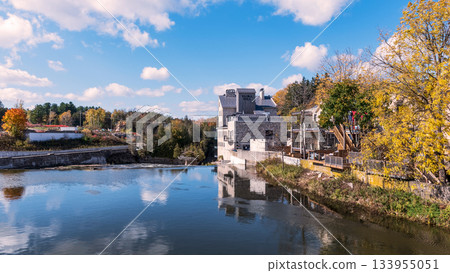Historic mill in Elora, Ontario, Canada. 133955051