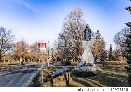 View at the Queen Victoria monument located in Victoria Park in town of Kitchener, Ontario, Canada. 133955116