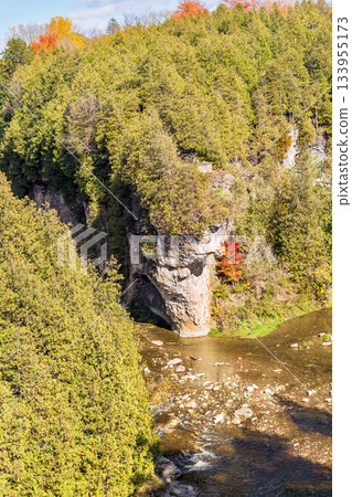 Lover Leap, located at the Junction of the Grand River and Irvine Creek in Elora. Ontario, Canada Lover Leap, located at the Junction of the Grand River and Irvine Creek in Elora. Ontario, Canada 133955173