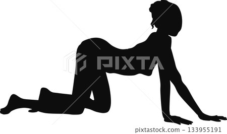 Silhouette illustration of a posing woman Silhouette illustration of a posing woman 133955191