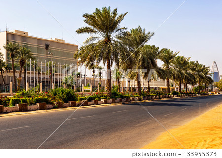 Contemporary buildings at main road in Khartoum, Sudan 133955373