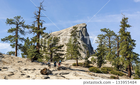 People on the trail to the top of Half Dome in Yosemite National Park, California, USA 133955484