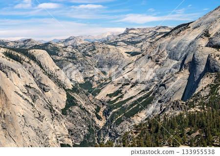 Sierra Nevada mountains and Yosemite National Park as viewed from the Half Dome in California, USA 133955538