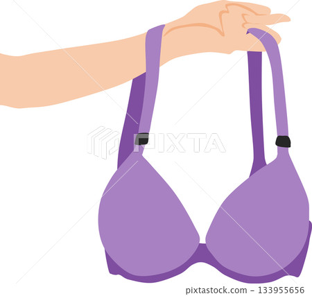 Illustration of a woman holding a bra Illustration of a woman holding a bra 133955656