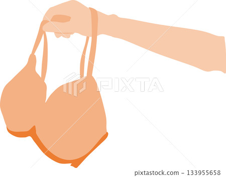 Illustration of a woman holding a bra Illustration of a woman holding a bra 133955658