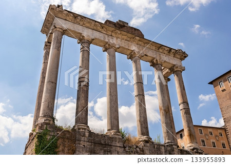 Temple of Saturn in Rome, Italy. 133955893
