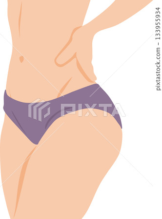 Illustration of a woman who succeeded in dieting 133955934