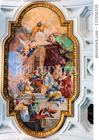 Fresco on Ceiling of Church of Saint Peter in Chains in Rome Italy Fresco on Ceiling of Church of Saint Peter in Chains in Rome Italy 133956338
