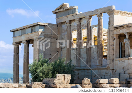 Erechtheion temple on Acropolis Hill, Athens Greece. Erechtheion temple on Acropolis Hill, Athens Greece. 133956424