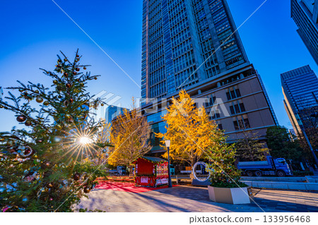 【東京】丸之內行行通，聖誕節裝潢一新，清晨 133956468