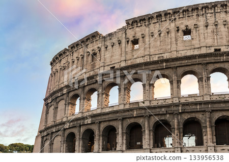 Flavian Amphitheatre known as the Coliseum in Rome, Italy. 133956538