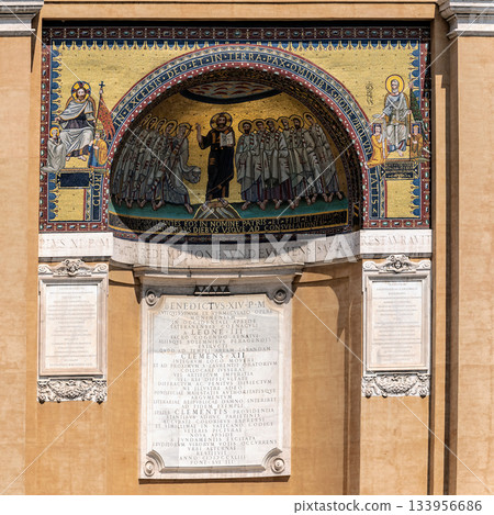 Jesus Disciples Mosaic Triclinium Leoninum Outside Saint John Lateran church, Rome, Italy.. 133956686