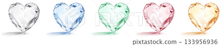 Colorful heart-shaped gems in a row. Colorful heart-shaped gems in a row. 133956936