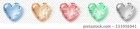 Five hearts in different colors with subtle shadows. 133956941