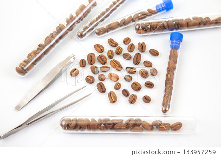 Caffeine Research and Laboratory Experiment A scientific study concept with coffee beans Caffeine Research and Laboratory Experiment A scientific study concept with coffee beans 133957259