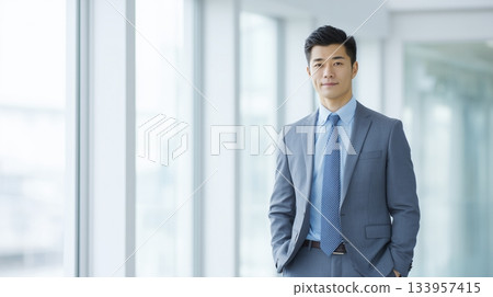 辦公室裡一位日本男士的商務肖像照 133957415