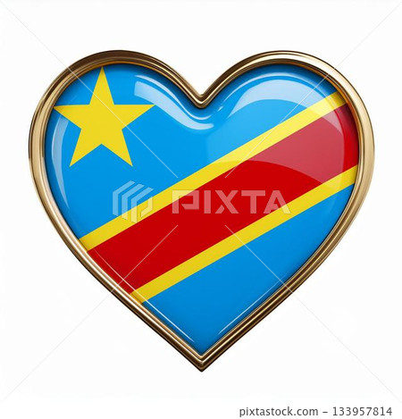 剛果民主共和國國旗心形 133957814